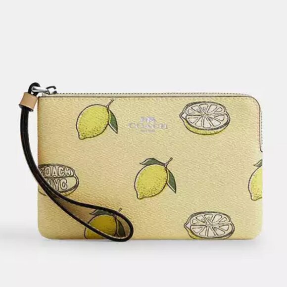 【2MK】Coach Lemon Corner Zip Wristlet - Picture 1 of 1